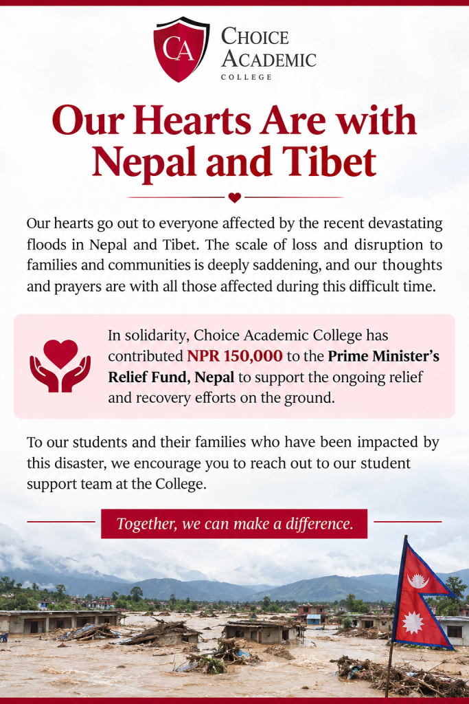Choice Academic College Stands in Solidarity with Nepal and Tibet Flood-Affected Communities